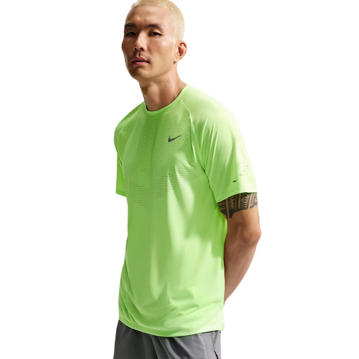 Lime - Side - Nike Mens Stride Running Top
