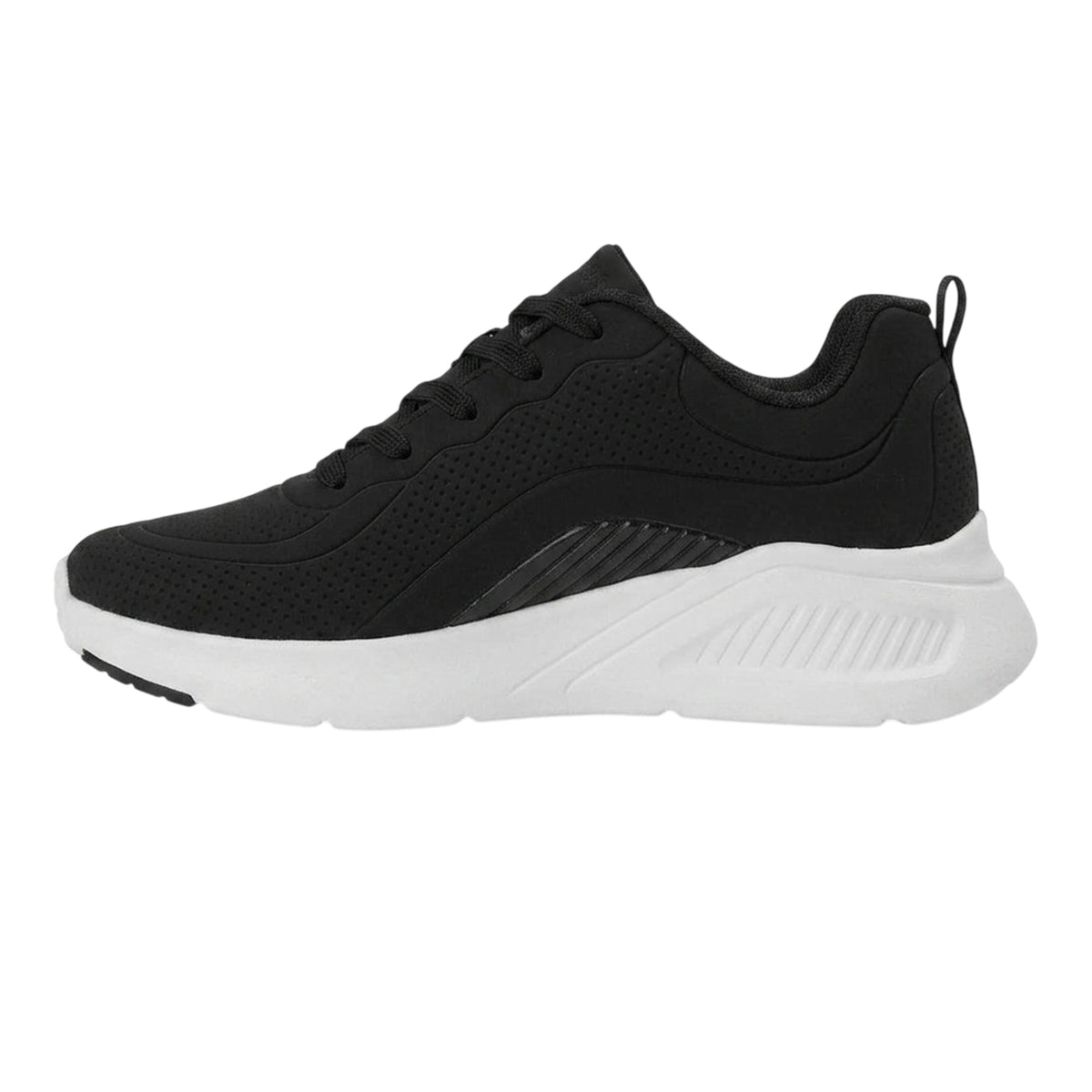 Black-White - Side - Skechers Womens-Ladies Bob Buno Logo Trainers