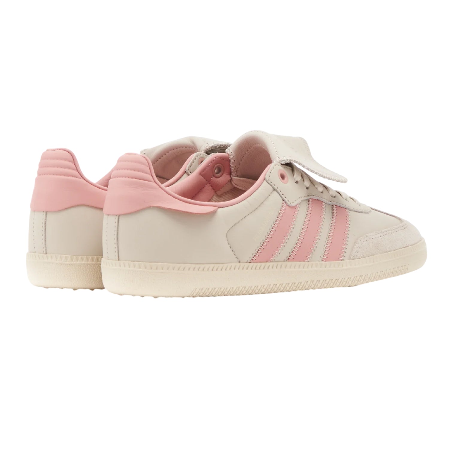 White-Pink - Back - Adidas Mens Samba 3 Stripes Leather Shoes