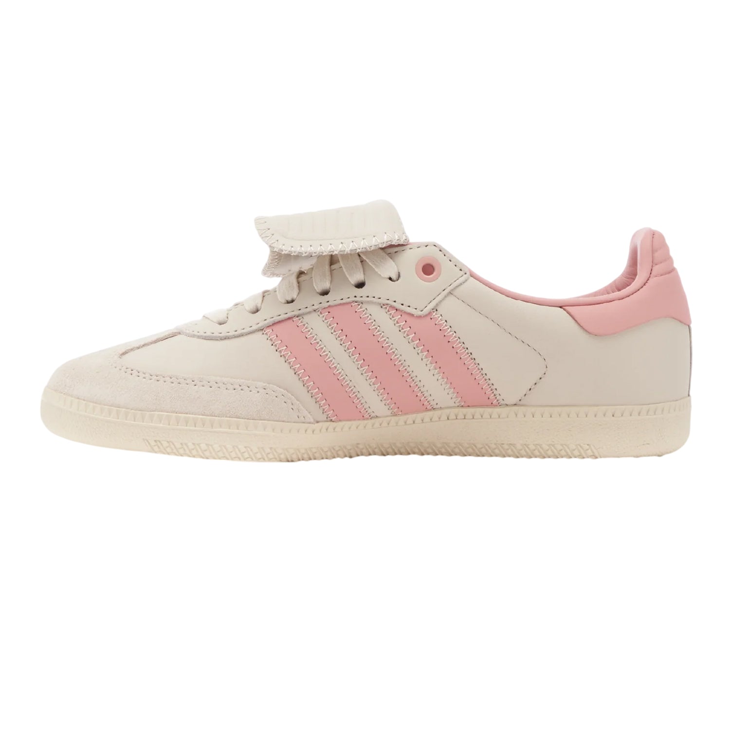 White-Pink - Side - Adidas Mens Samba 3 Stripes Leather Shoes