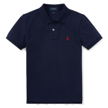 French Navy - Front - Ralph Lauren Boys Custom Short-Sleeved Polo Shirt