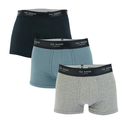 Multicoloured - Front - Ted Baker Mens Cotton Boxer Shorts (Pack of 3)