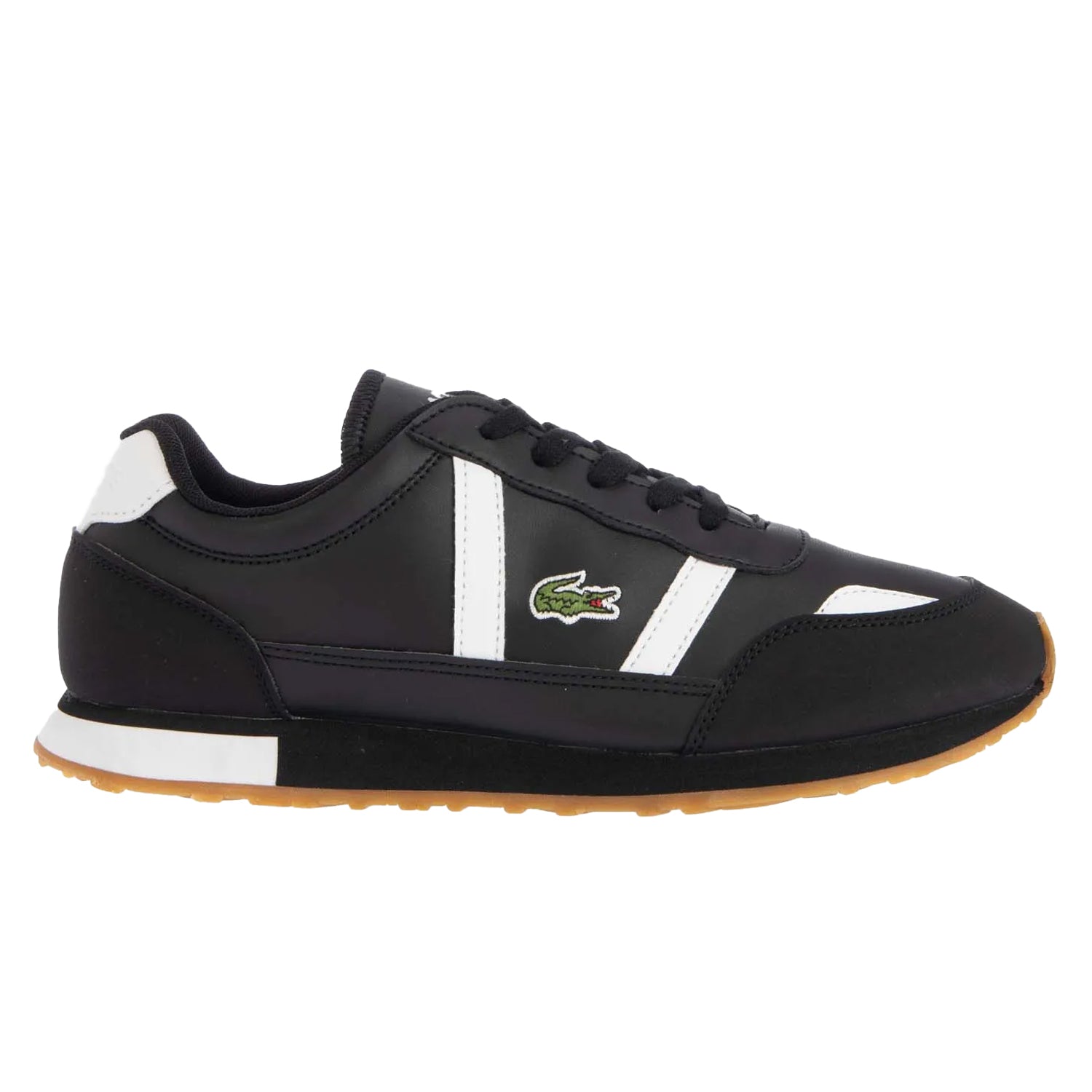 Black-White - Side - Lacoste Childrens-Kids Partner Trainers