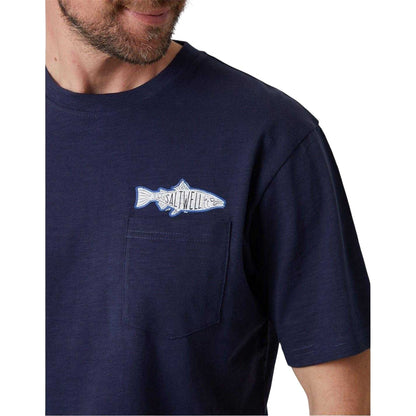 Navy - Side - Saltwell Mens Logo Chest Pocket Regular T-Shirt