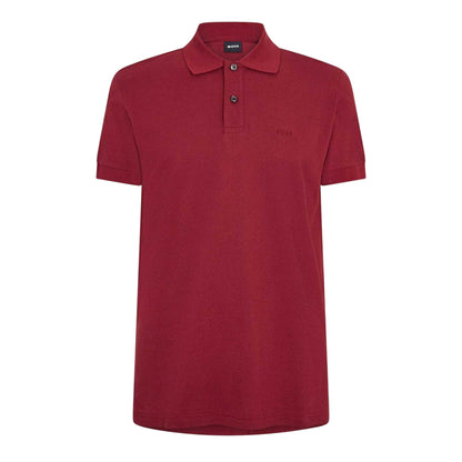 Dark Red - Front - Boss Mens Firenze Cotton Polo Shirt
