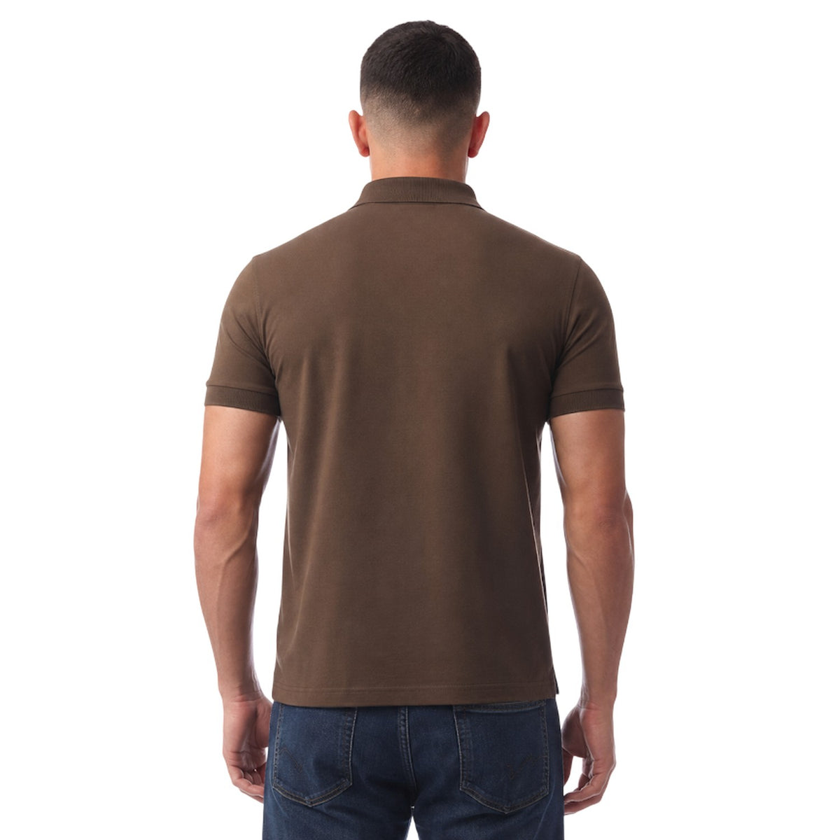Brown - Back - Boss Mens Firenze Cotton Polo Shirt