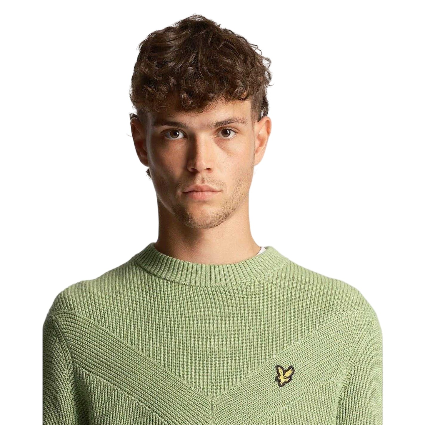 Green - Side - Lyle & Scott Mens Chevron Crew Neck Sweatshirt
