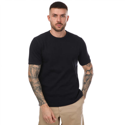 Navy - Front - Mercery Mens Woodmason Waffle Textured T-Shirt