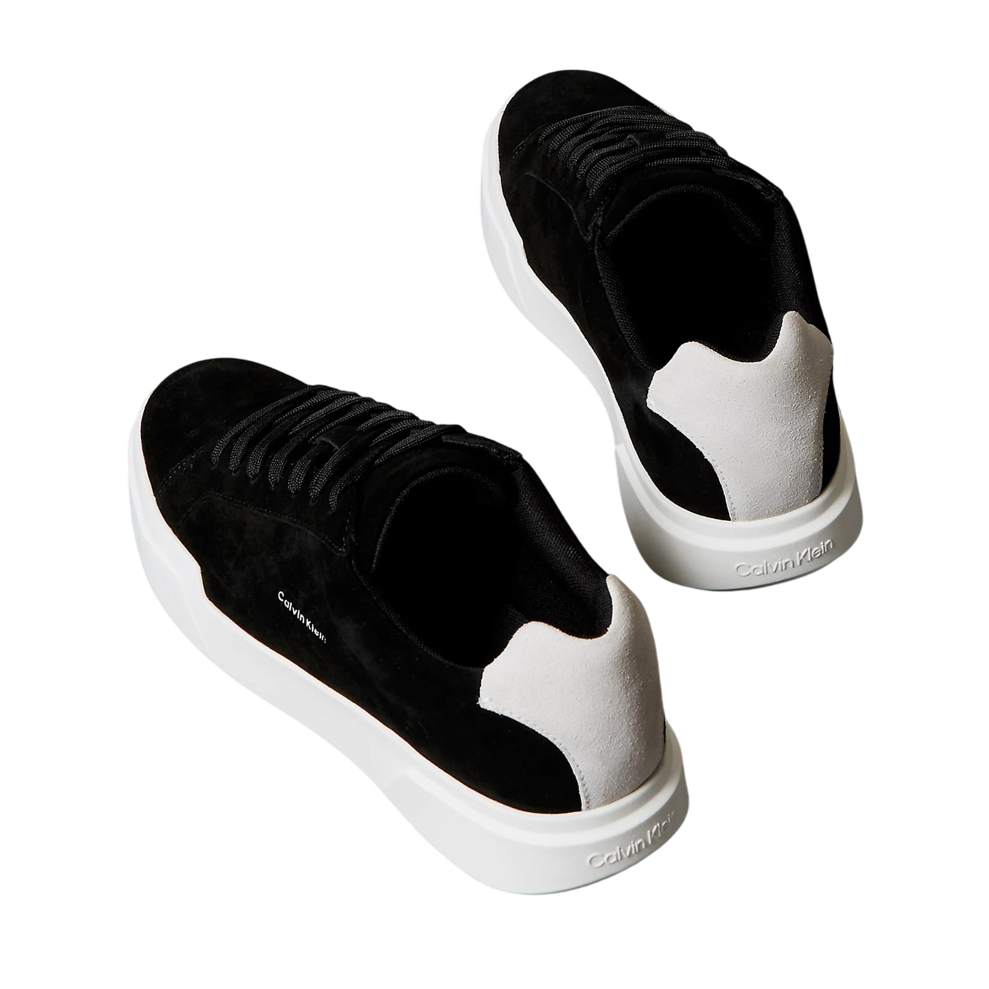 Black-White - Back - Calvin Klein Mens Suede Chunky Trainers