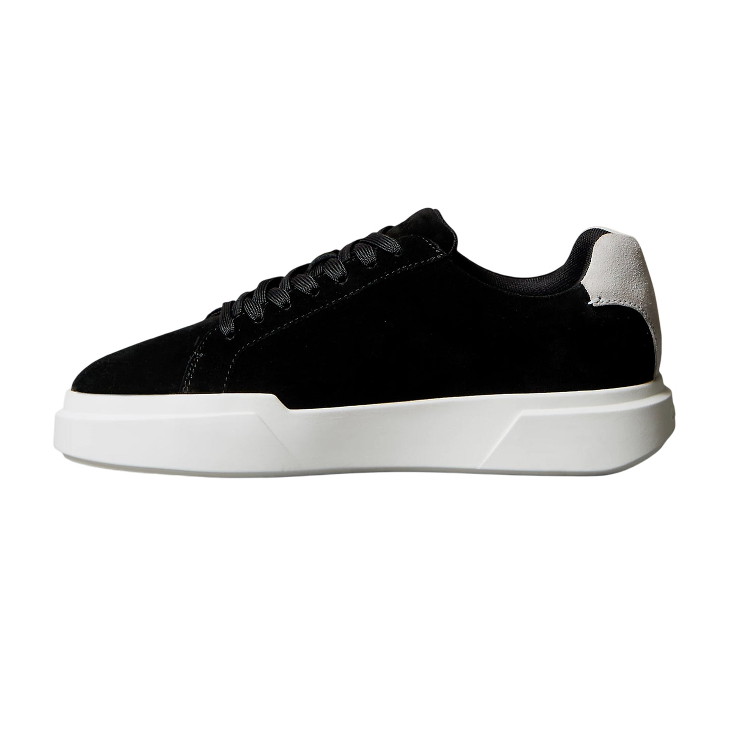 Black-White - Side - Calvin Klein Mens Suede Chunky Trainers