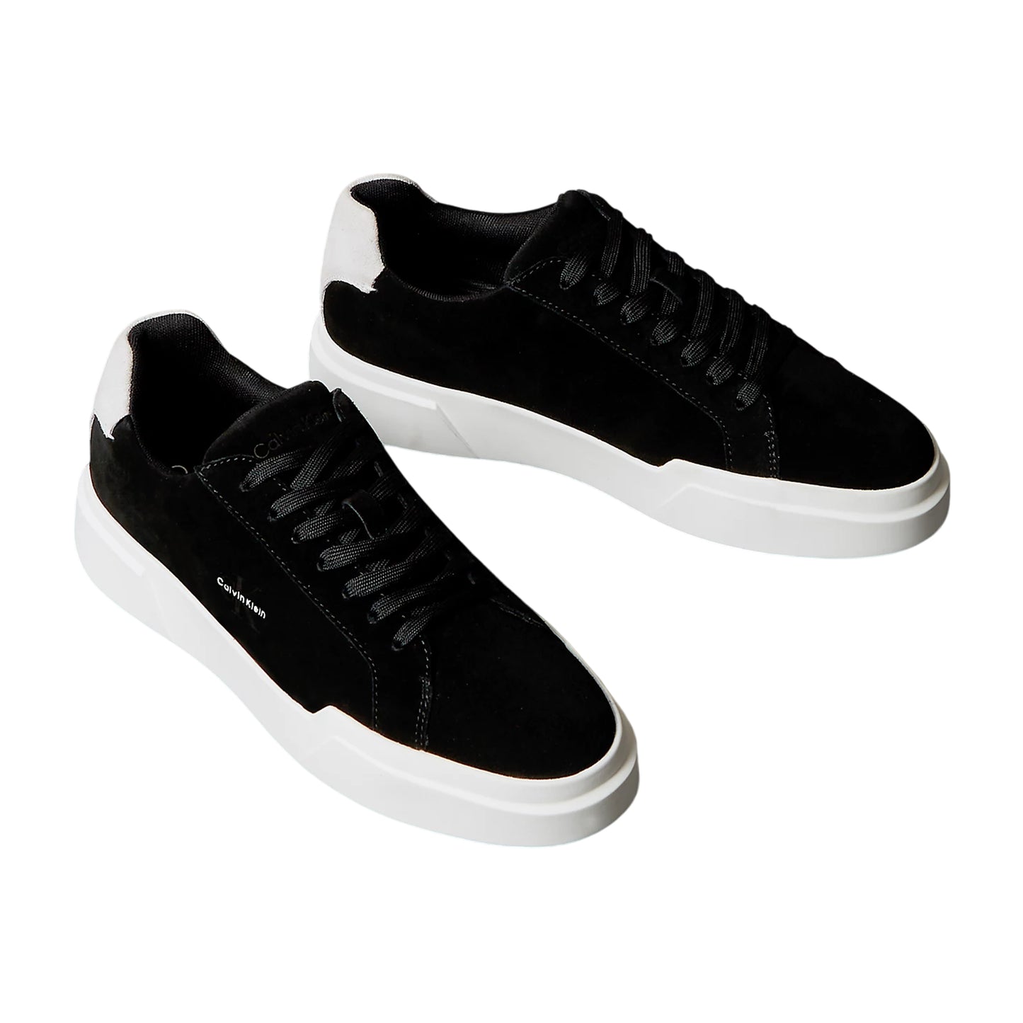 Black-White - Close up - Calvin Klein Mens Suede Chunky Trainers