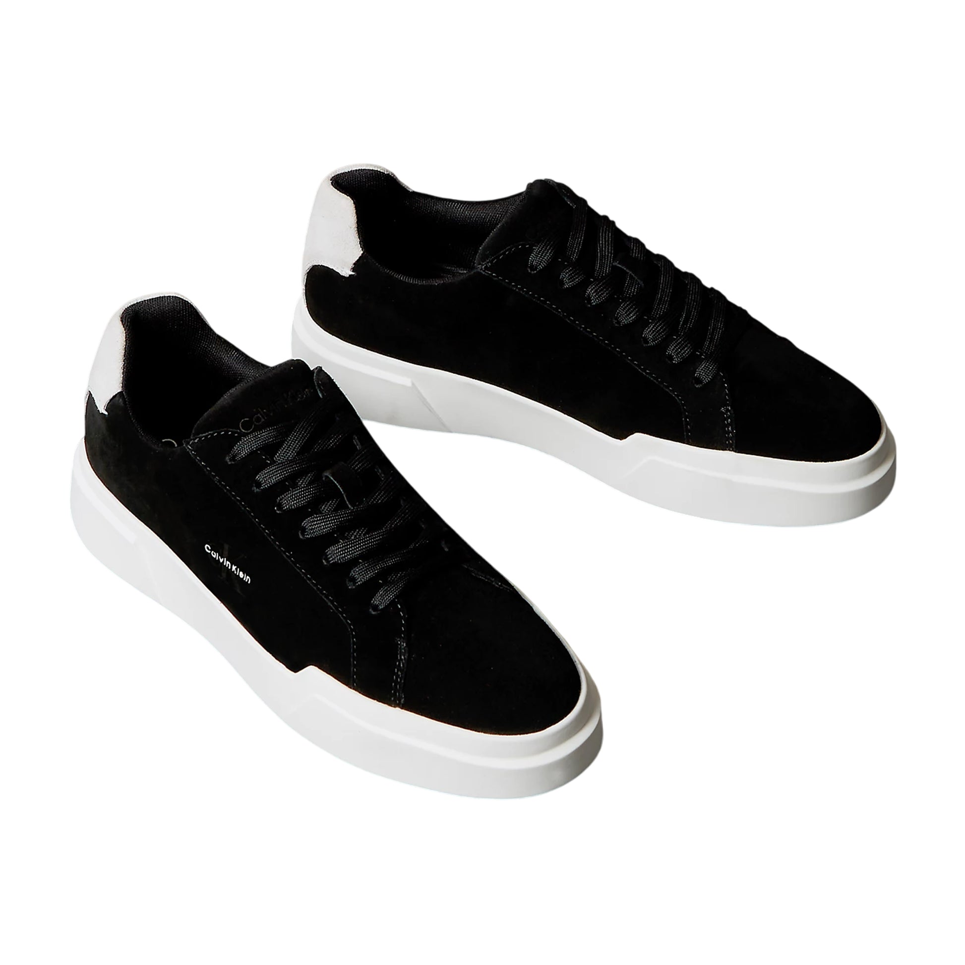 Black-White - Close up - Calvin Klein Mens Suede Chunky Trainers