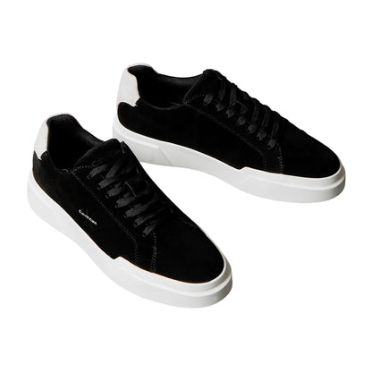 Black-White - Close up - Calvin Klein Mens Suede Chunky Trainers