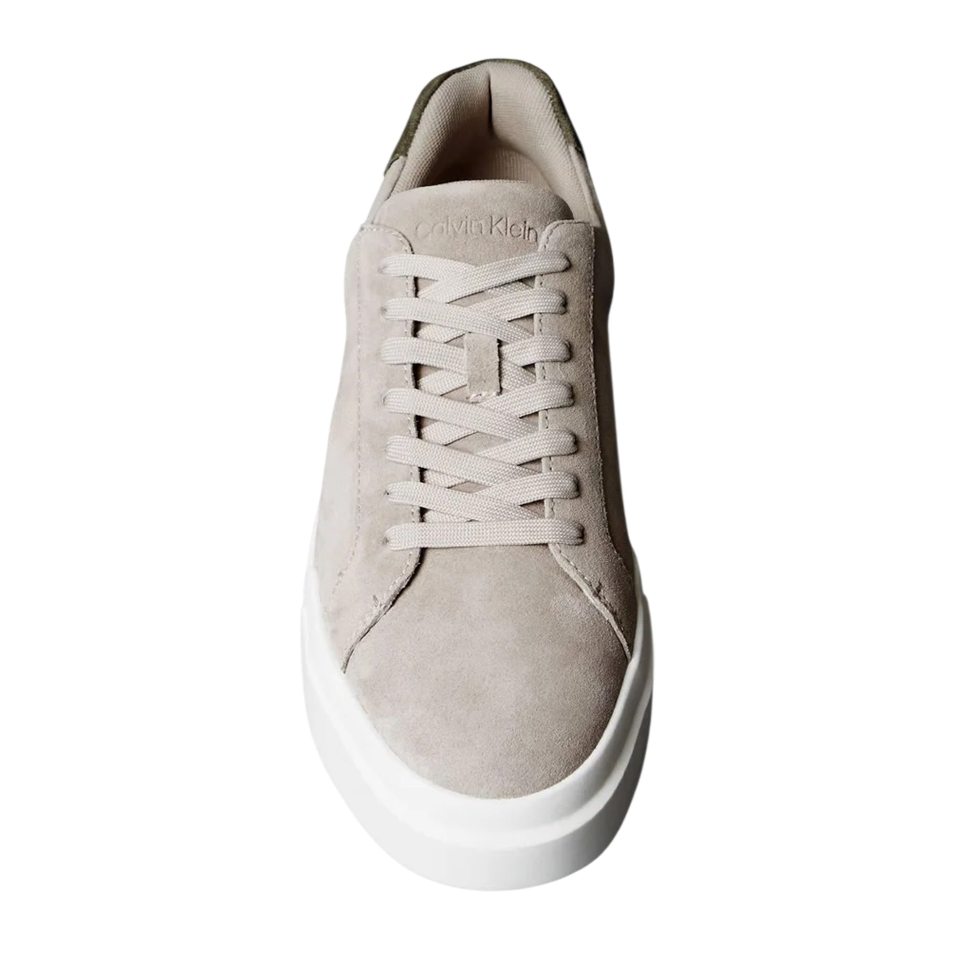 Taupe-White-Green - Lifestyle - Calvin Klein Mens Suede Chunky Trainers