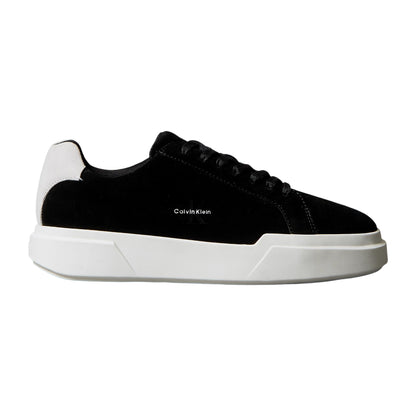 Black-White - Front - Calvin Klein Mens Suede Chunky Trainers