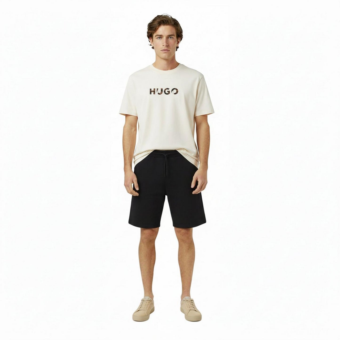 White - Pack Shot - Hugo Mens Dumeo Animal Print Logo Cotton T-Shirt