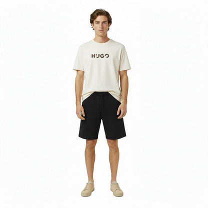 White - Pack Shot - Hugo Mens Dumeo Animal Print Logo Cotton T-Shirt