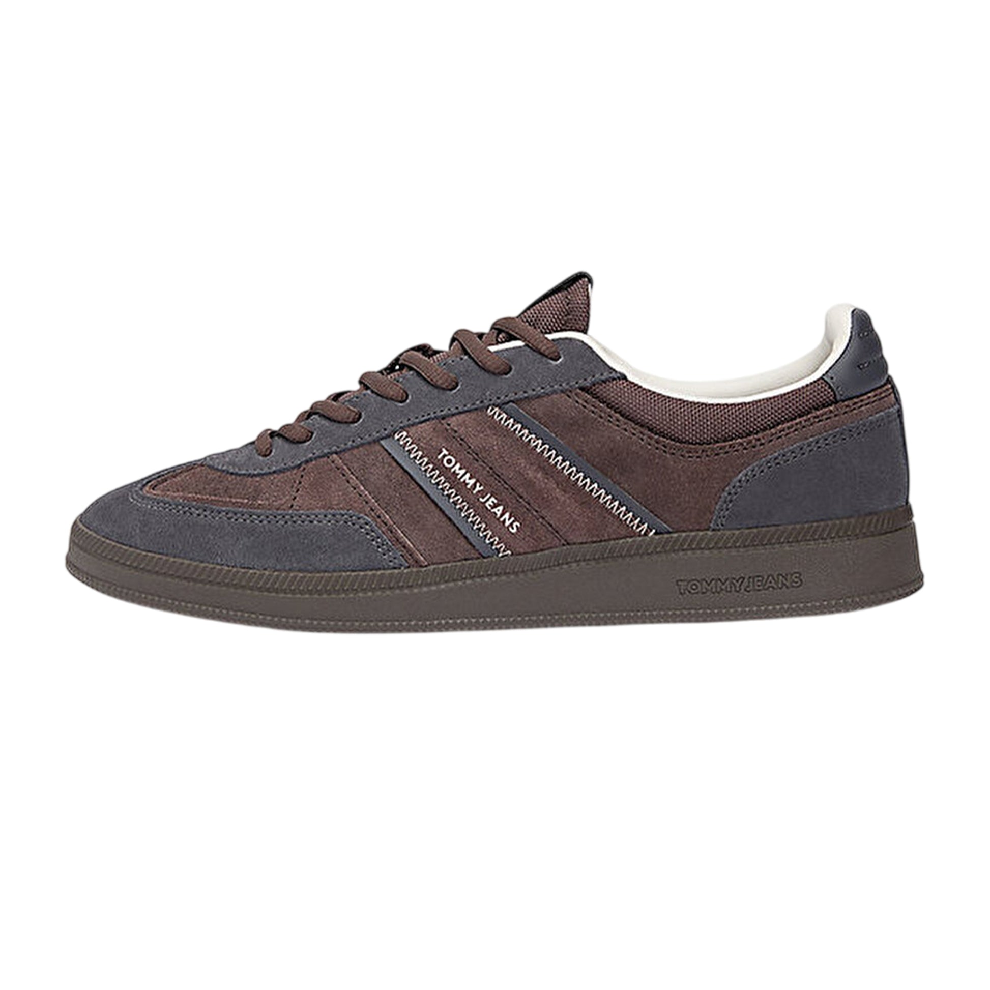 Washed Black - Side - Tommy Jeans Mens Greenwich Stripe Suede Trainers