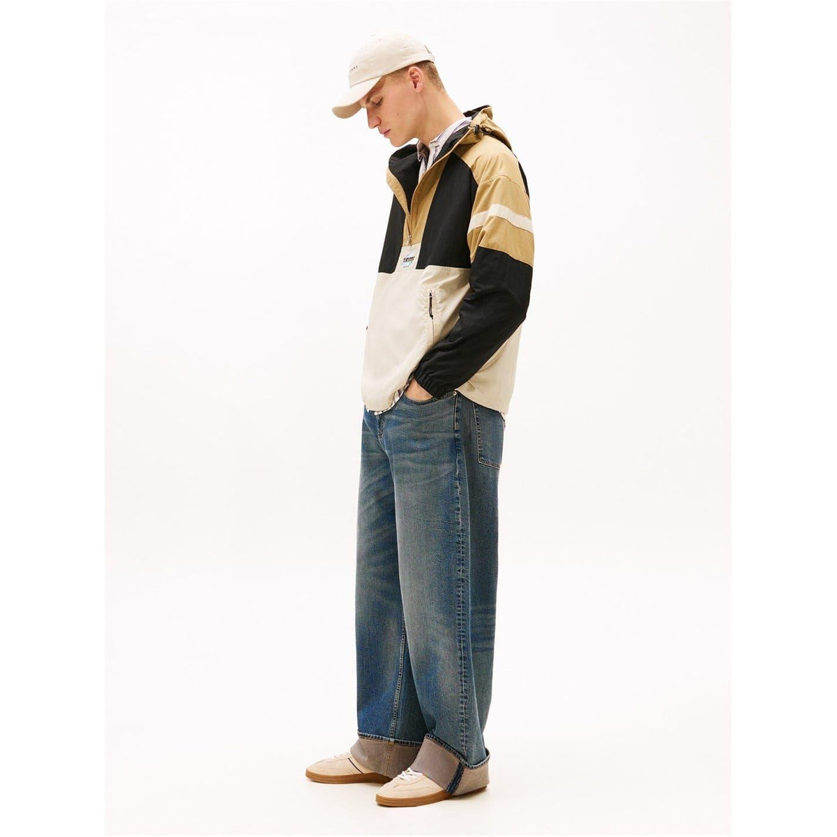 Sand - Back - Tommy Jeans Mens Greenwich Stripe Suede Trainers