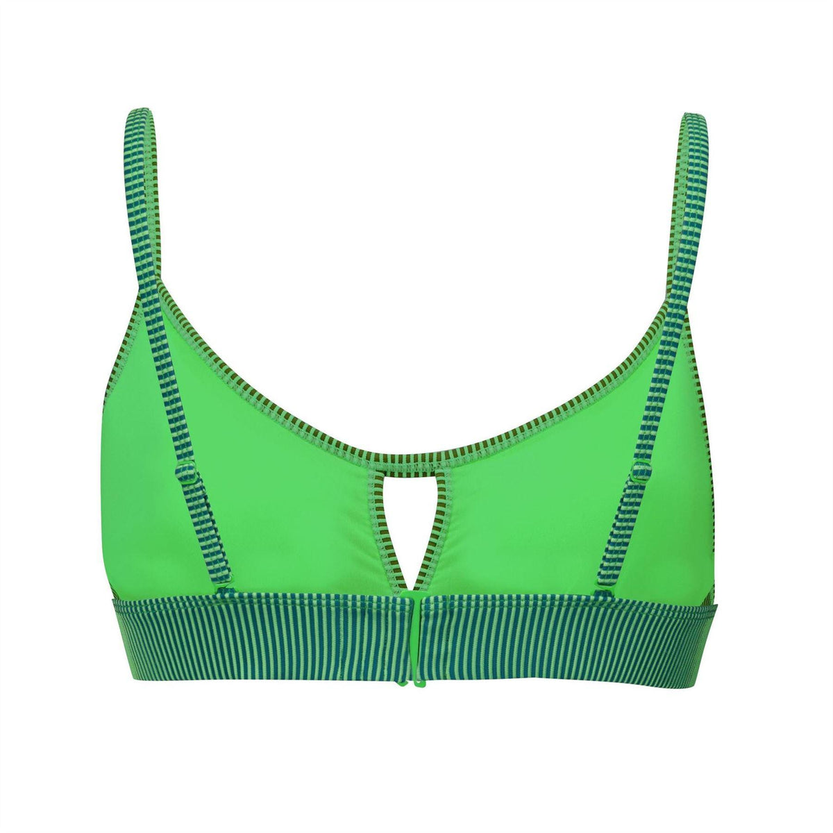 Green - Back - Puma Womens-Ladies Peek A Boo Stripe Bikini Top