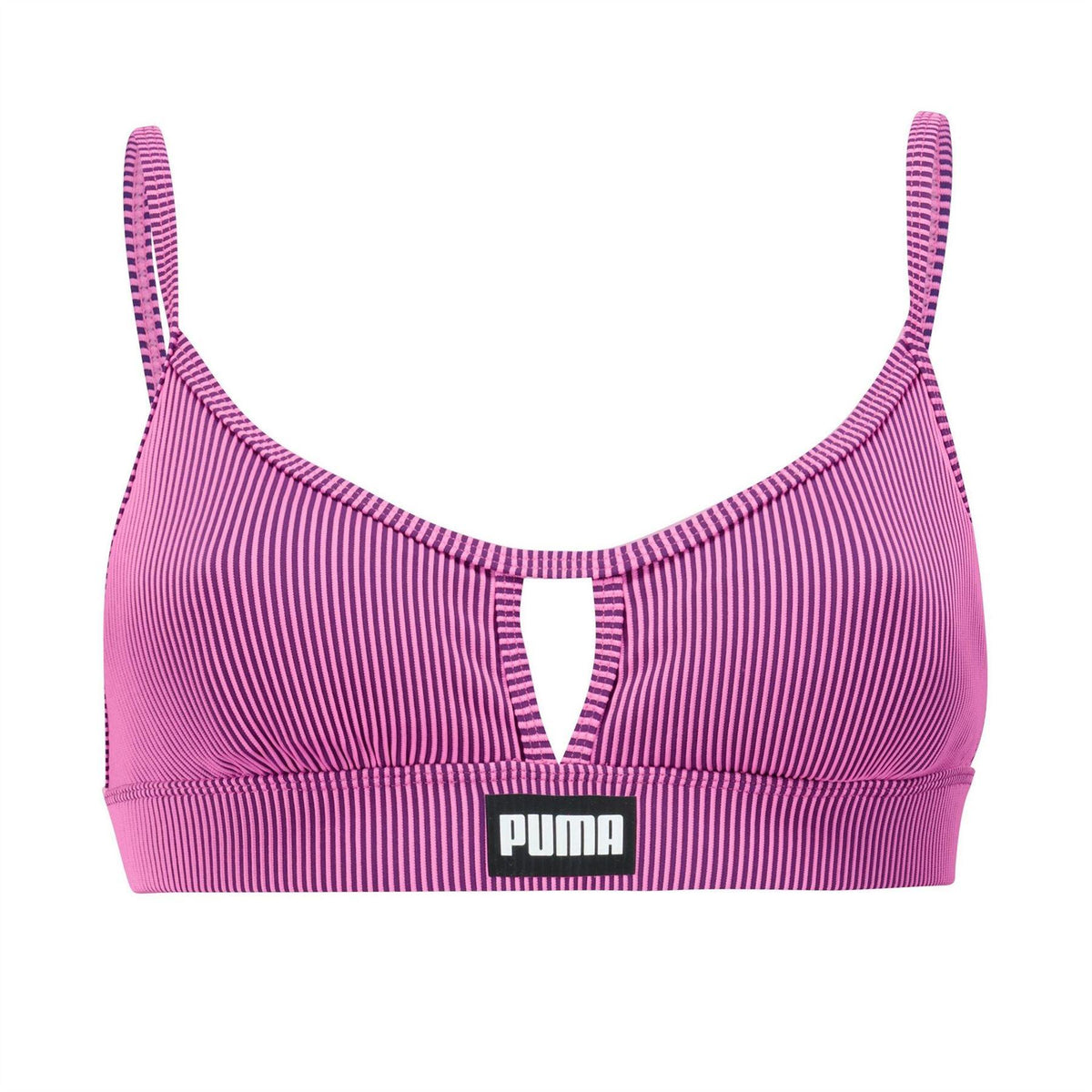 Pink - Front - Puma Womens-Ladies Peek A Boo Stripe Bikini Top