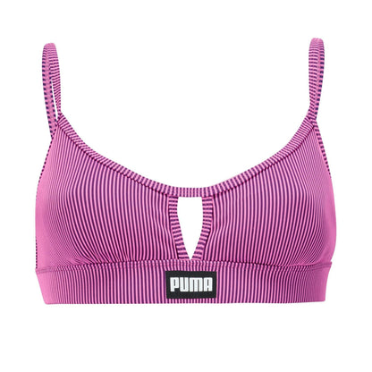 Pink - Front - Puma Womens-Ladies Peek A Boo Stripe Bikini Top