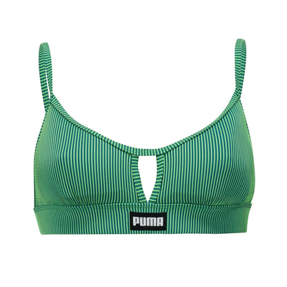 Green - Front - Puma Womens-Ladies Peek A Boo Stripe Bikini Top