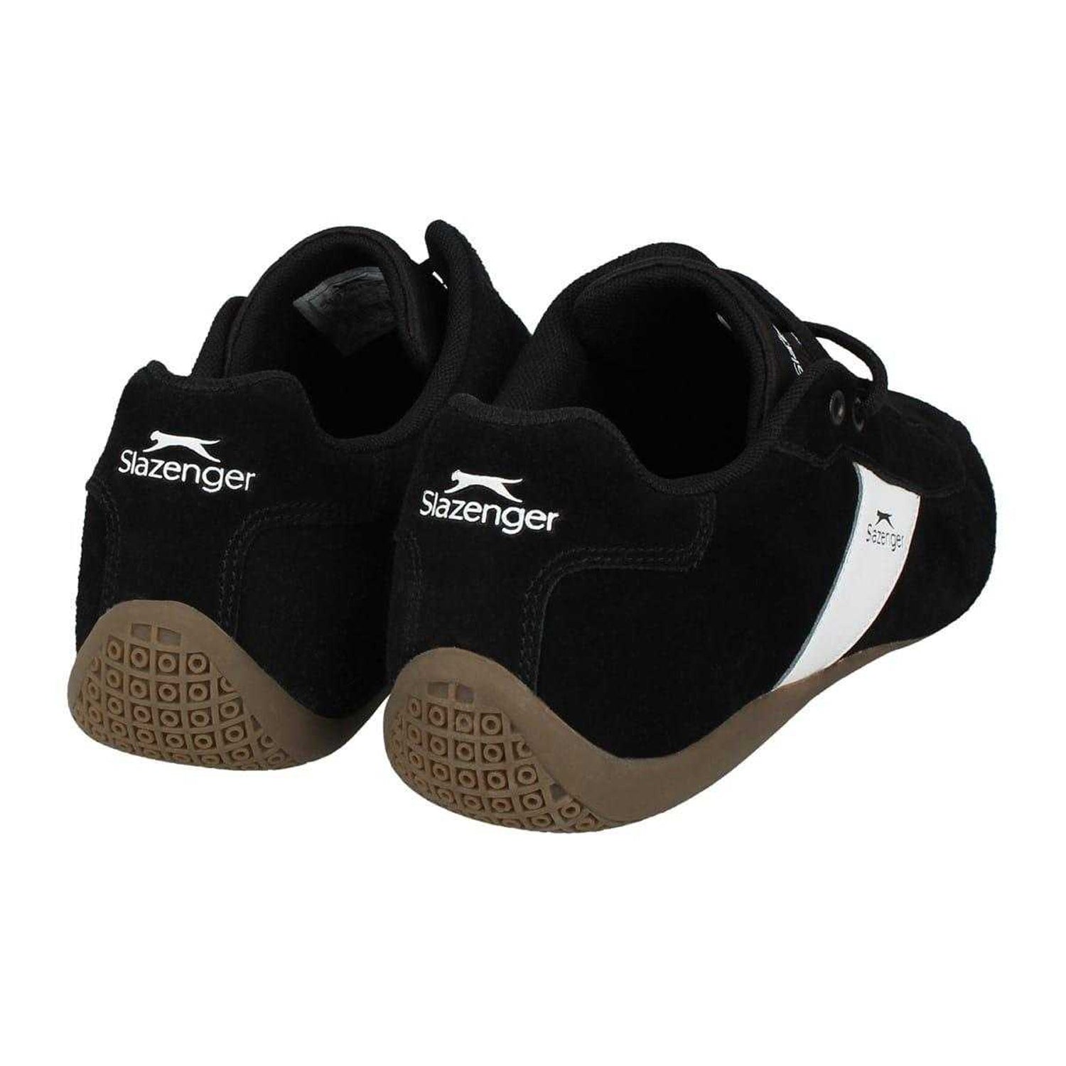 Black-White - Back - Slazenger Mens Coast Diagonal Stripe Leather Flat Shoes