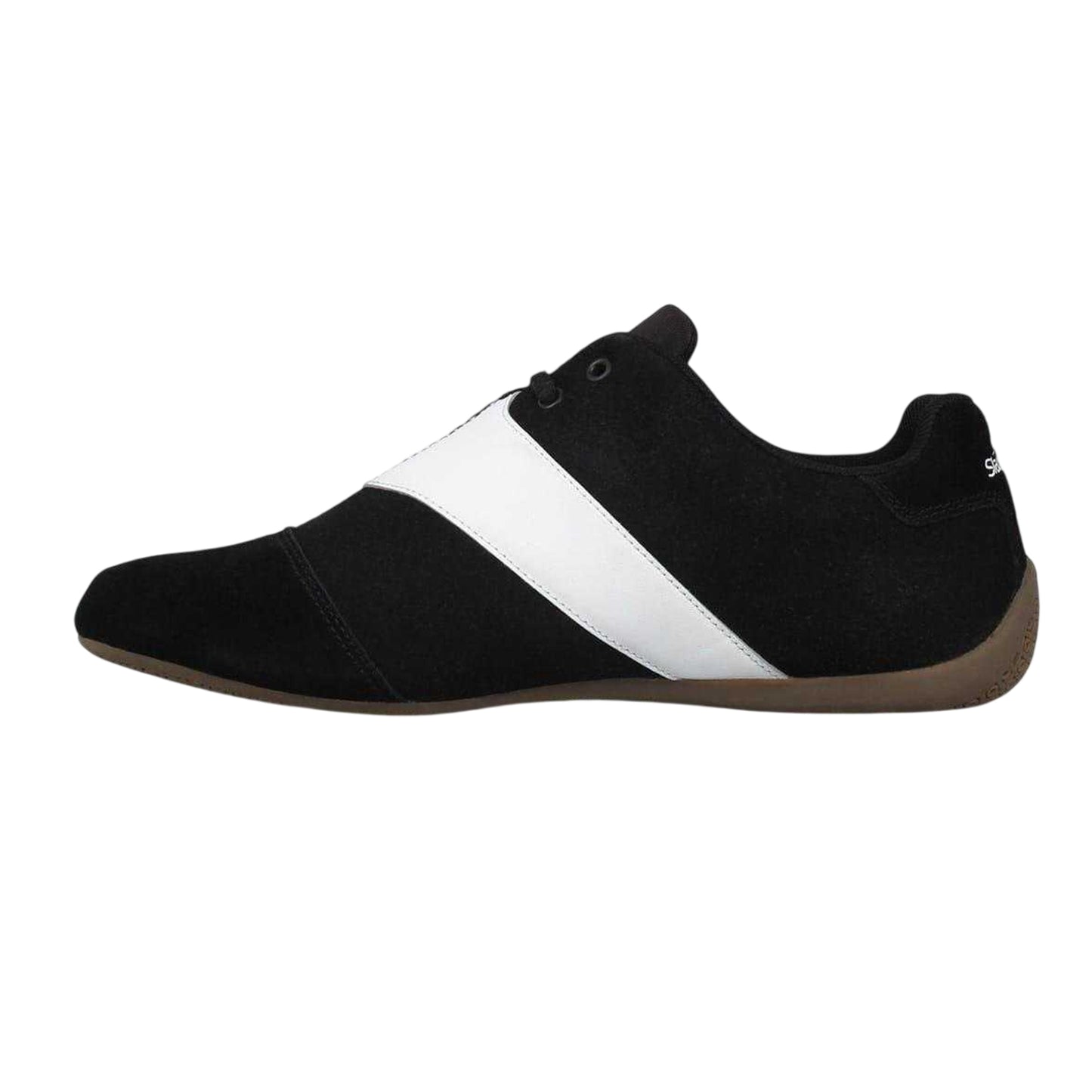 Black-White - Side - Slazenger Mens Coast Diagonal Stripe Leather Flat Shoes