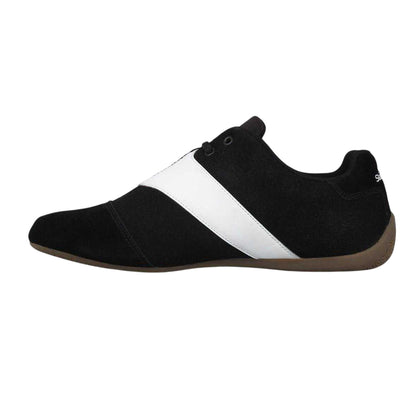 Black-White - Side - Slazenger Mens Coast Diagonal Stripe Leather Flat Shoes