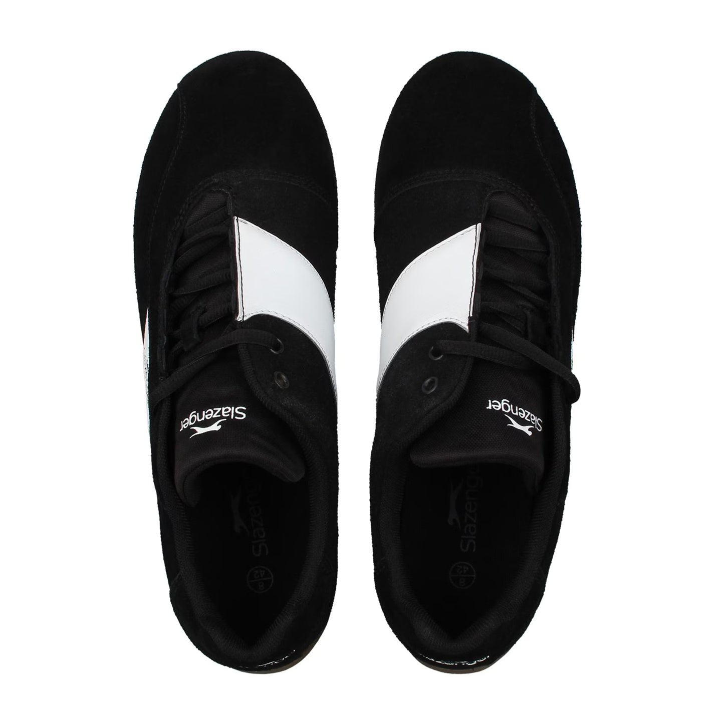 Black-White - Pack Shot - Slazenger Mens Coast Diagonal Stripe Leather Flat Shoes
