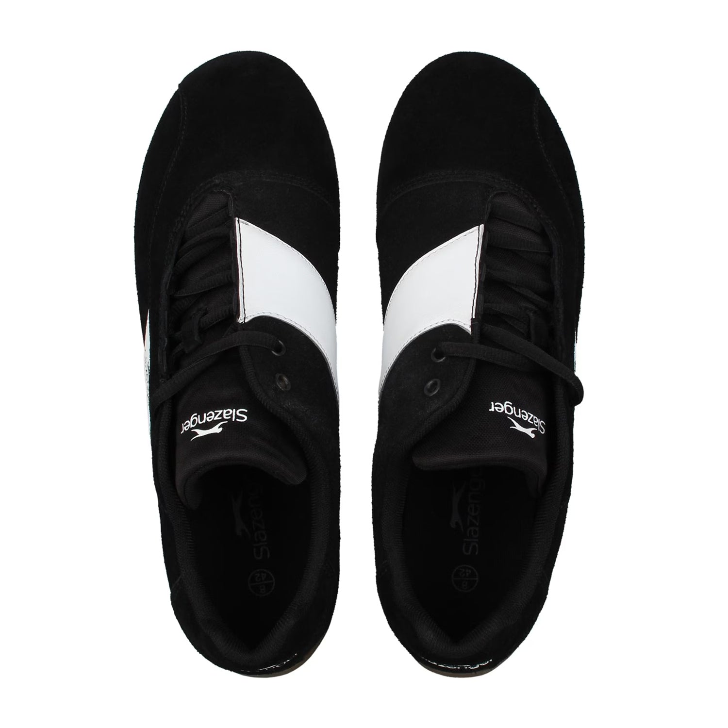 Black-White - Pack Shot - Slazenger Mens Coast Diagonal Stripe Leather Flat Shoes