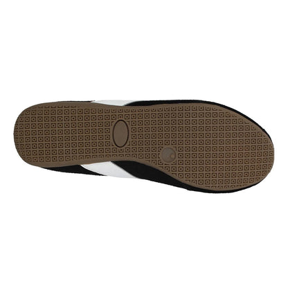Black-White - Close up - Slazenger Mens Coast Diagonal Stripe Leather Flat Shoes
