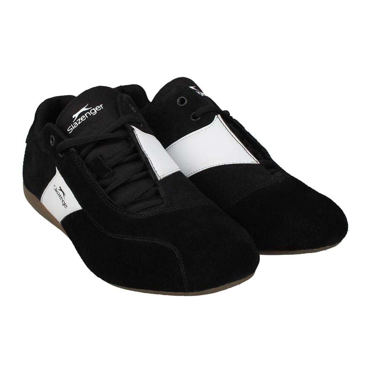Black-White - Front - Slazenger Mens Coast Diagonal Stripe Leather Flat Shoes