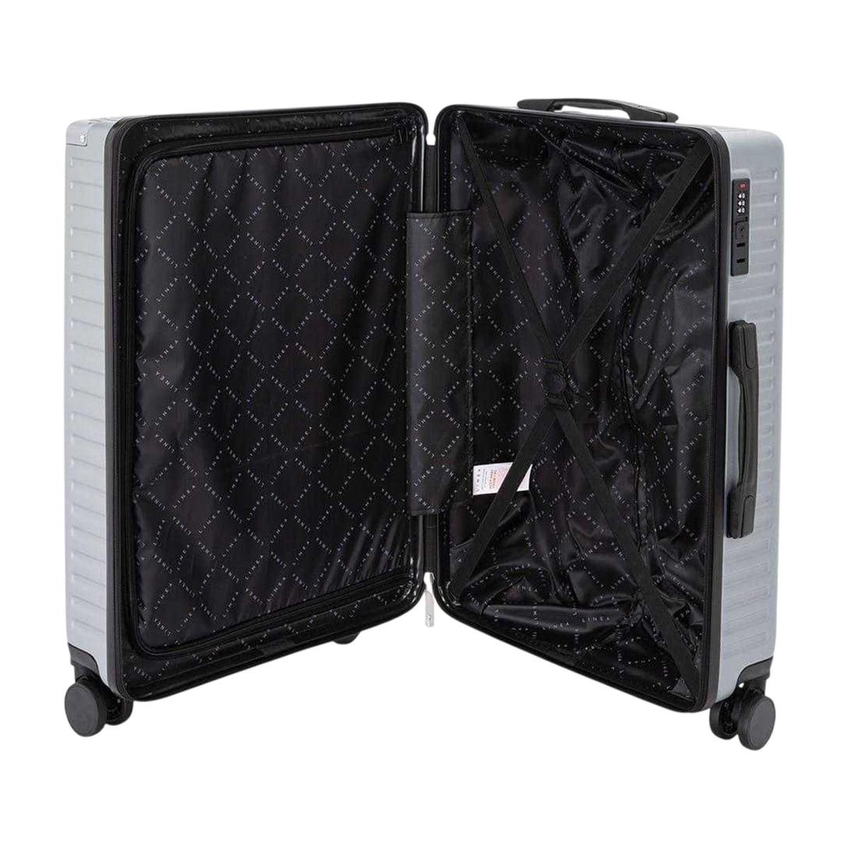 Silver - Lifestyle - Linea Ribbed Metal Travel Suitcase