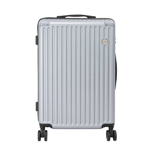 Silver - Front - Linea Ribbed Metal Travel Suitcase