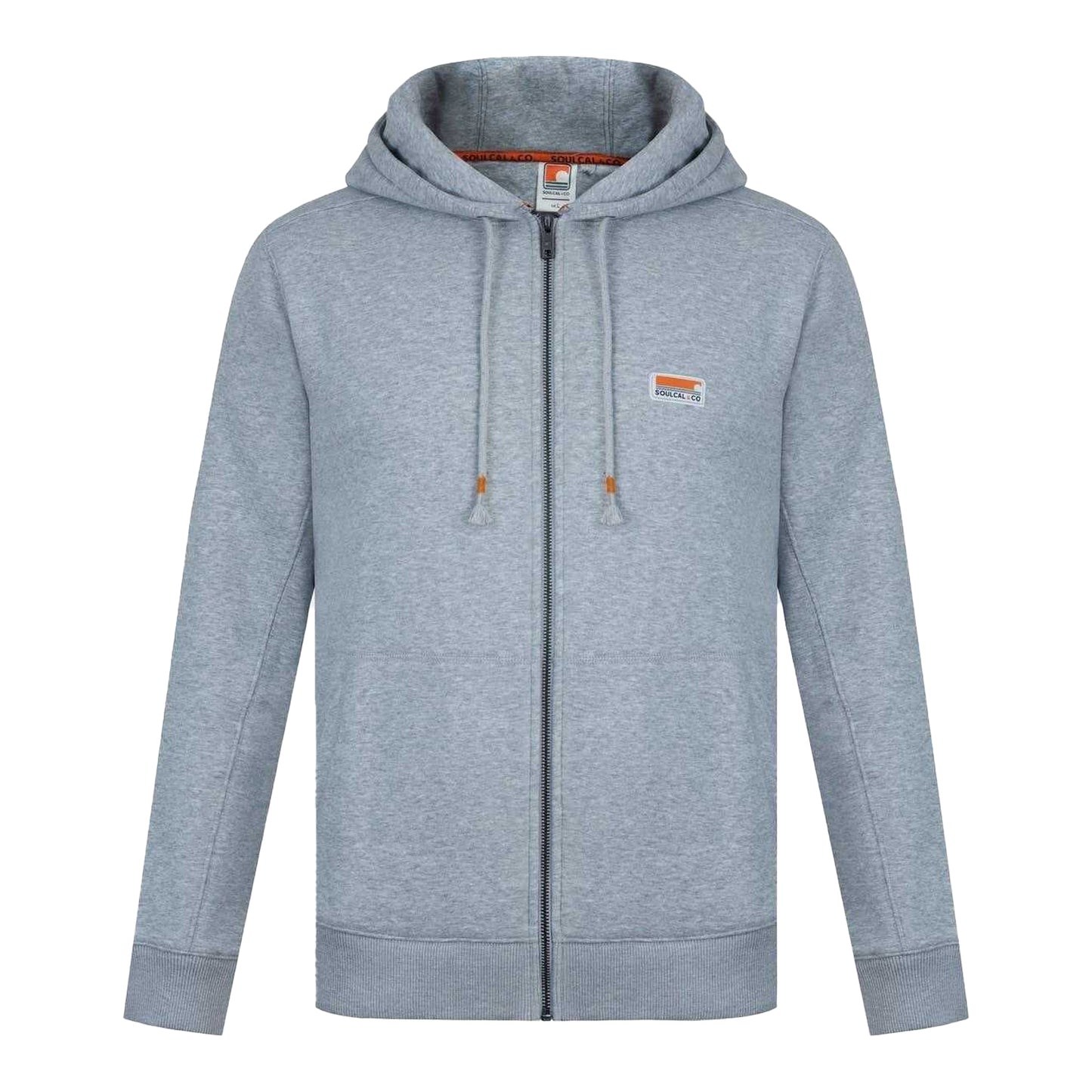 Grey Marl - Front - SoulCal Mens Signature Cotton Full Zip Hoodie
