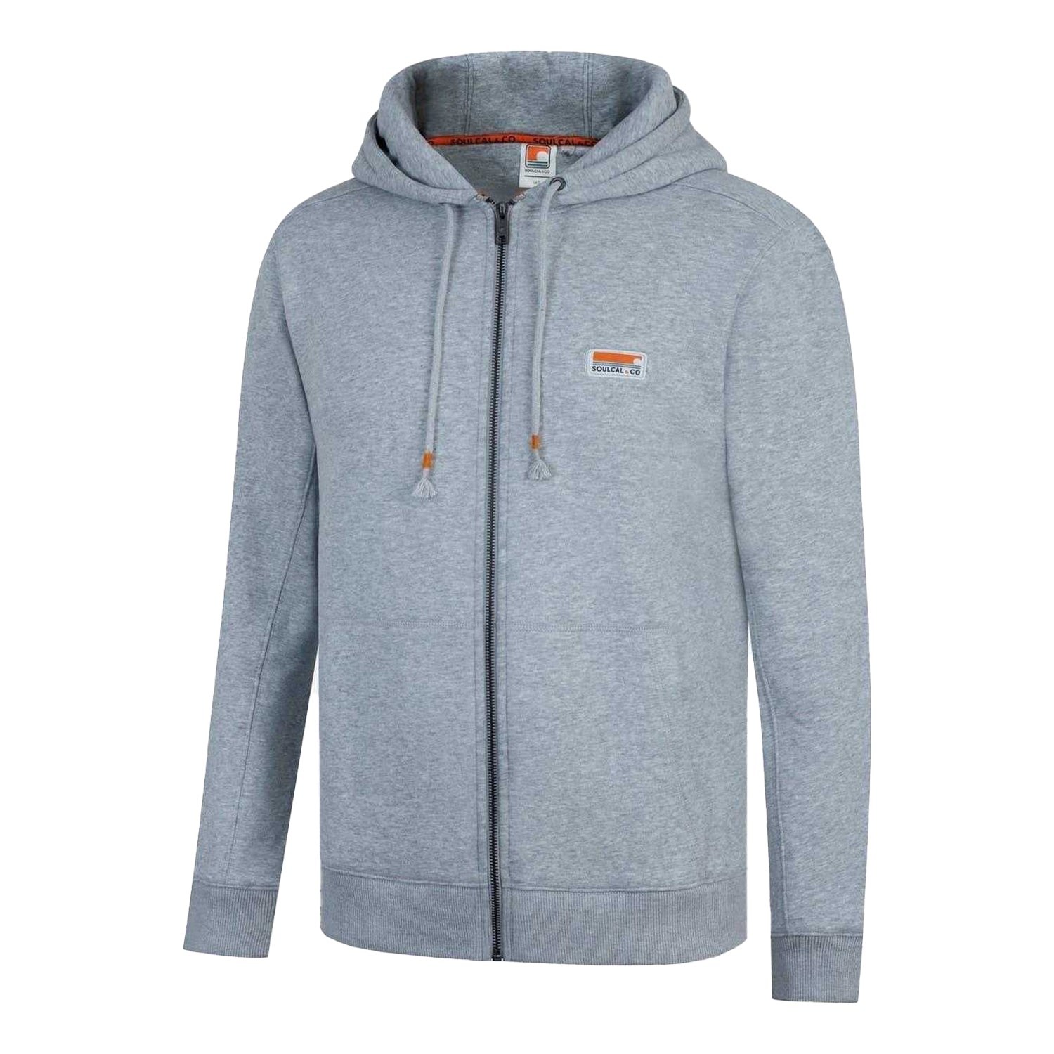 Grey Marl - Side - SoulCal Mens Signature Cotton Full Zip Hoodie