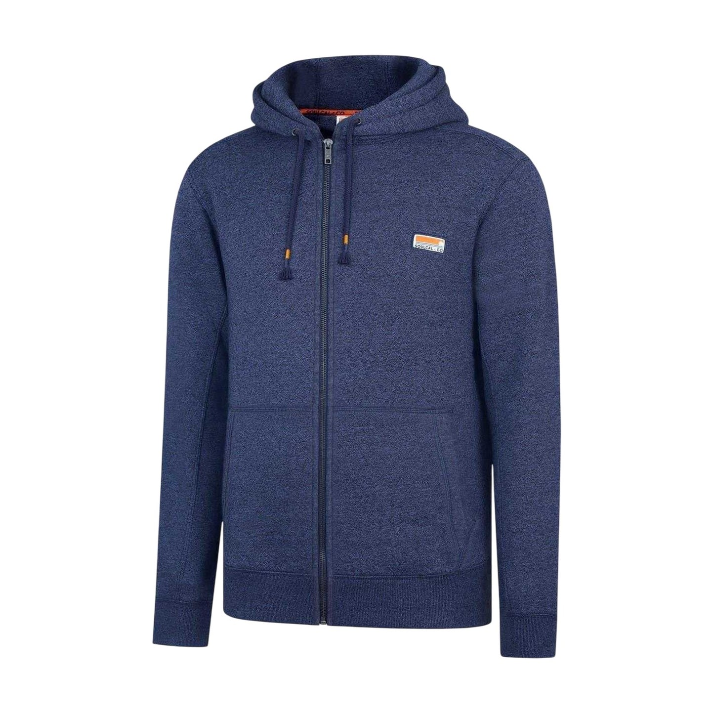 Indigo Marl - Side - SoulCal Mens Signature Cotton Full Zip Hoodie
