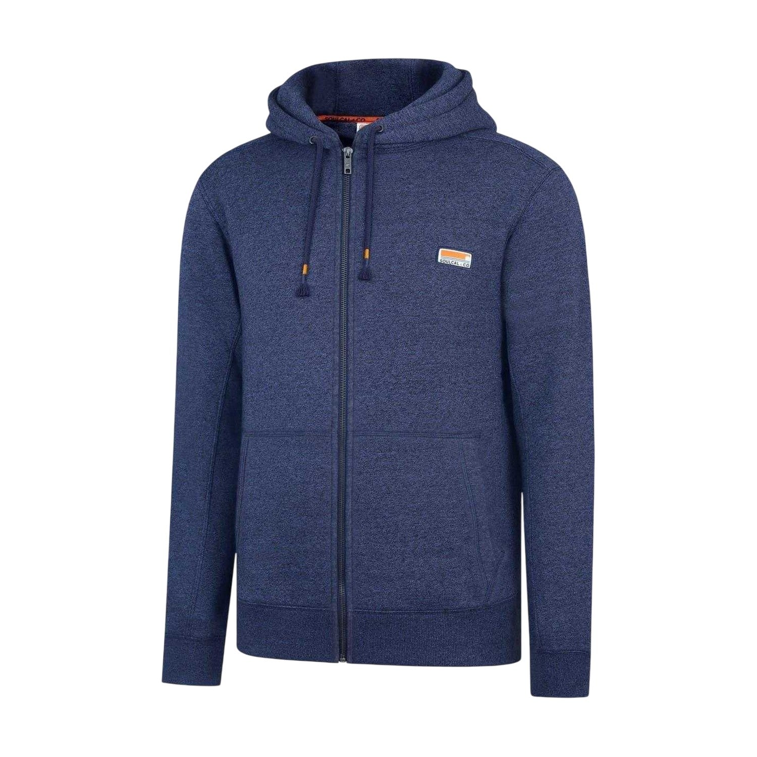 Indigo Marl - Side - SoulCal Mens Signature Cotton Full Zip Hoodie