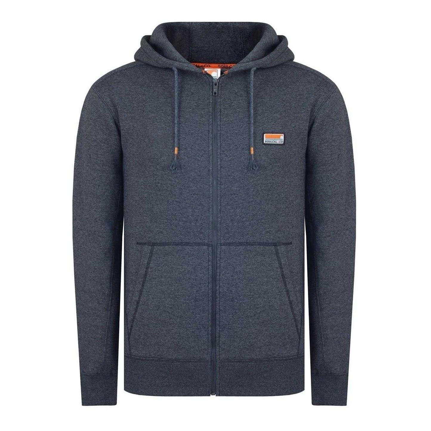 Dark Charcoal Marl - Front - SoulCal Mens Signature Cotton Full Zip Hoodie