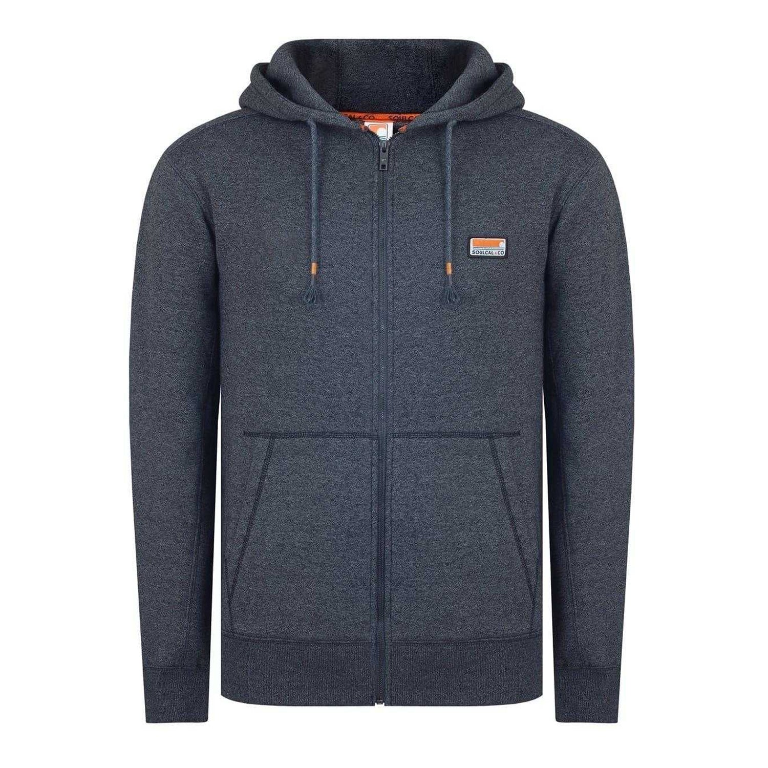 Dark Charcoal Marl - Front - SoulCal Mens Signature Cotton Full Zip Hoodie