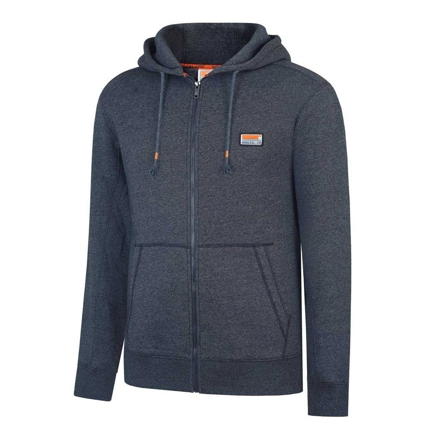 Dark Charcoal Marl - Side - SoulCal Mens Signature Cotton Full Zip Hoodie