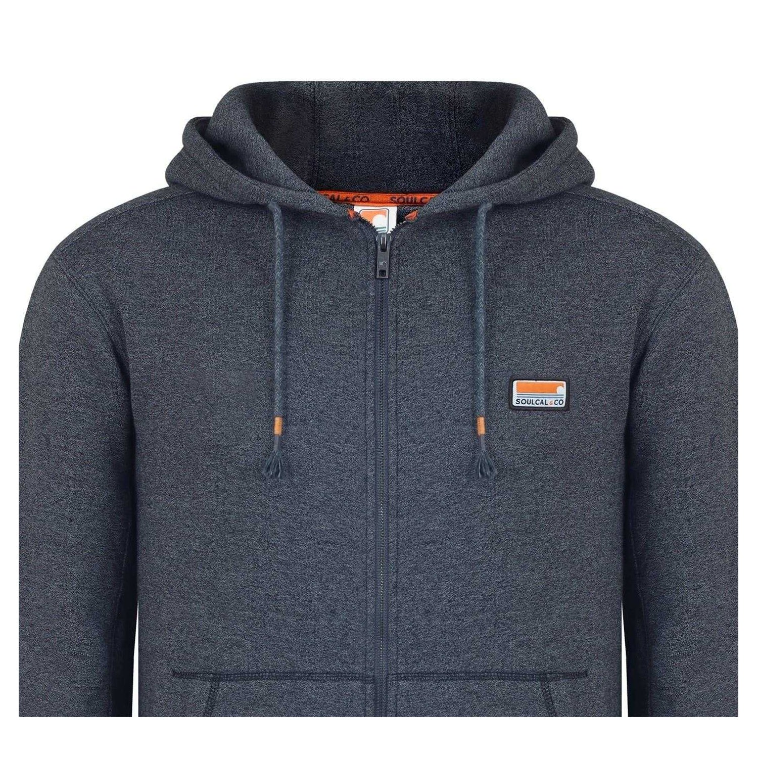 Dark Charcoal Marl - Lifestyle - SoulCal Mens Signature Cotton Full Zip Hoodie