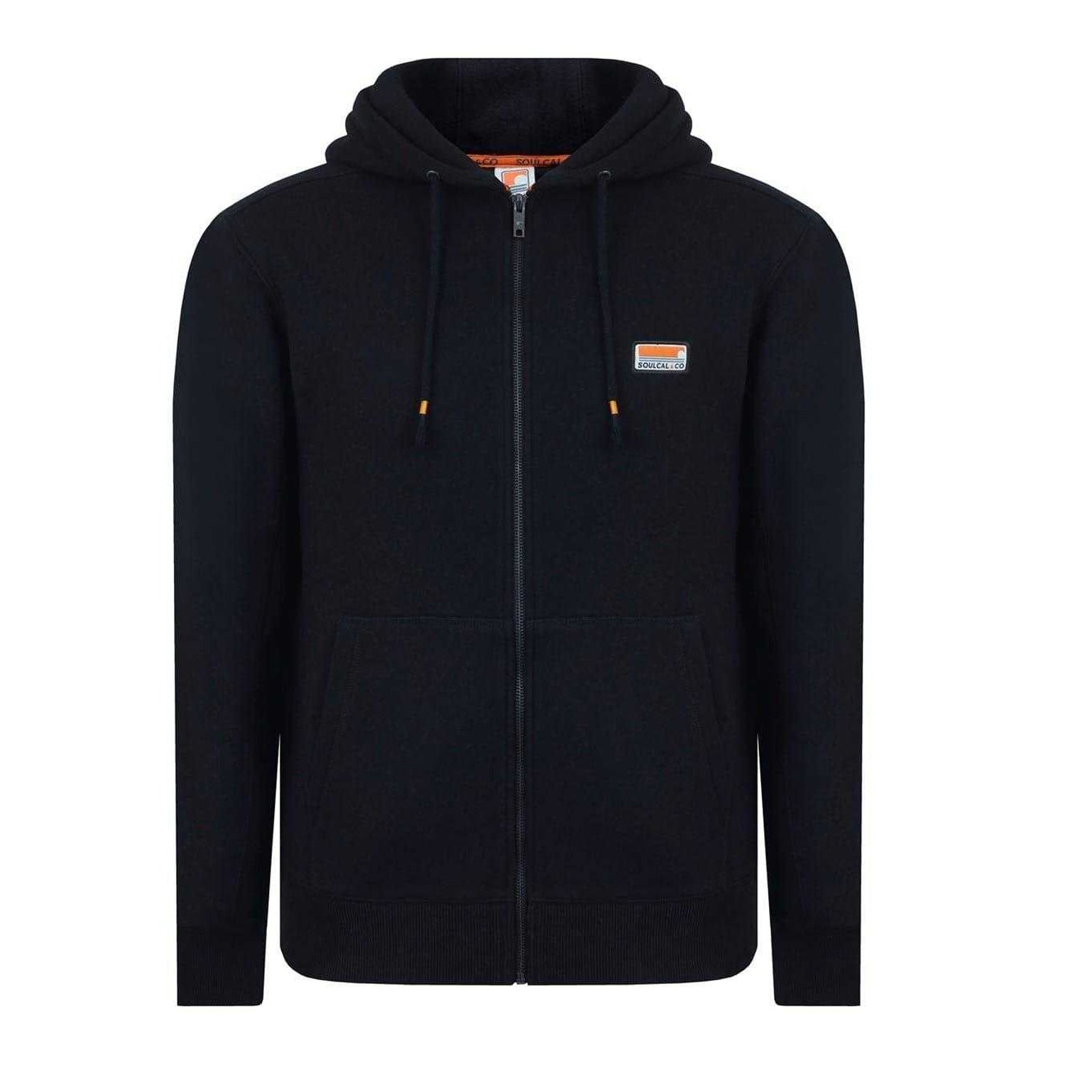 Black - Front - SoulCal Mens Signature Cotton Full Zip Hoodie