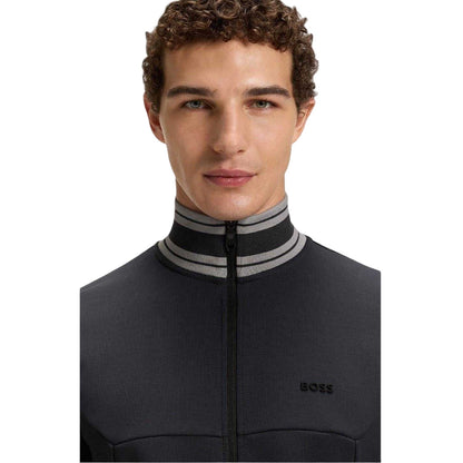 Dark Blue - Side - Boss Mens Embroidered Logo Regular Long-Sleeved Track Jacket