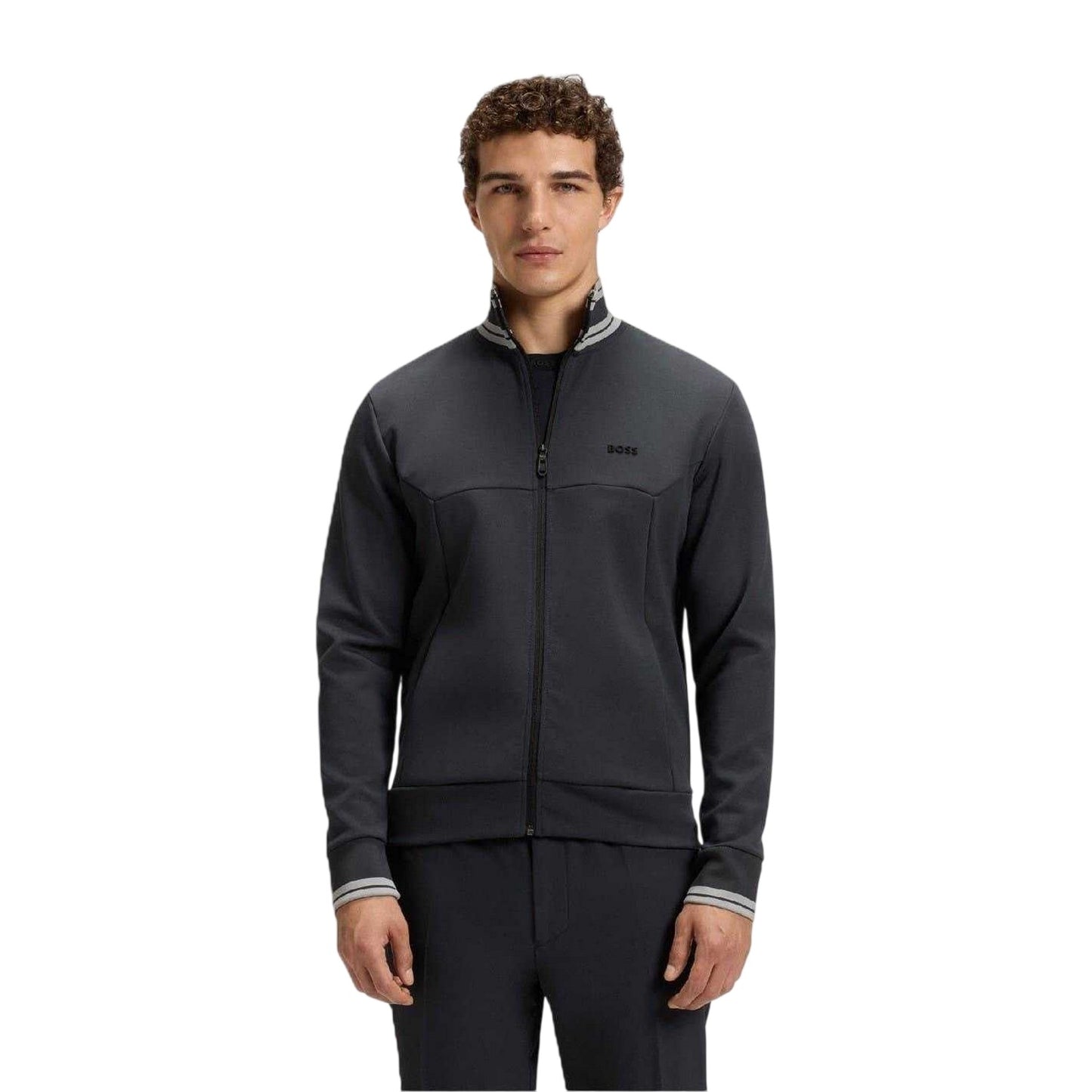 Dark Blue - Lifestyle - Boss Mens Embroidered Logo Regular Long-Sleeved Track Jacket