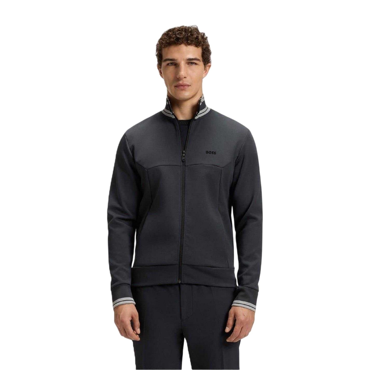 Dark Blue - Lifestyle - Boss Mens Embroidered Logo Regular Long-Sleeved Track Jacket