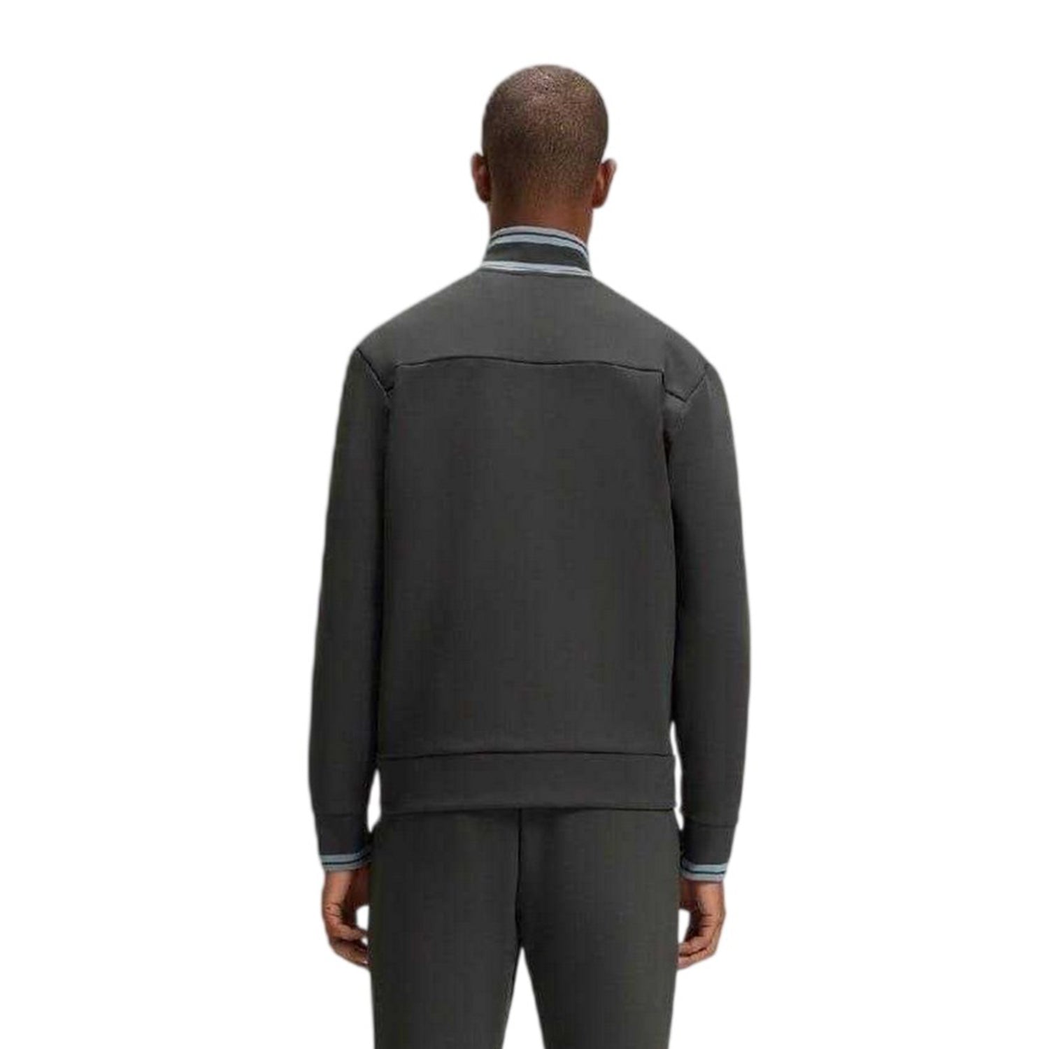 Dark Grey - Back - Boss Mens Embroidered Logo Regular Long-Sleeved Track Jacket