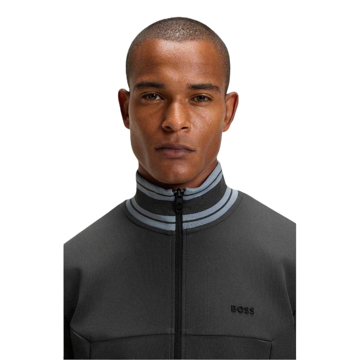 Dark Grey - Side - Boss Mens Embroidered Logo Regular Long-Sleeved Track Jacket